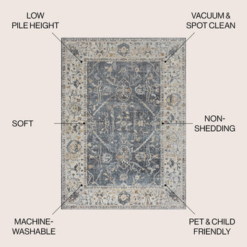 Brandy Rustic Border Low-Pile Machine-Washable Area Rug